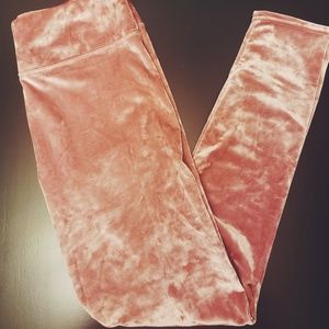 Pink velvet leggings